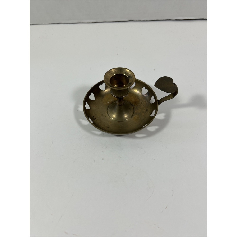 Brass Small Handled Candle Holder With Hearts‎ India